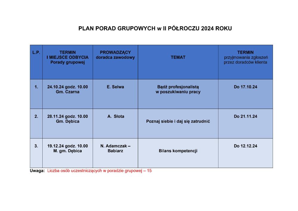 Zdjęcie galerii artykułu:  - PLAN PORAD GRUPOWYCH w II PÓŁROCZU 2024 ROKU.jpg