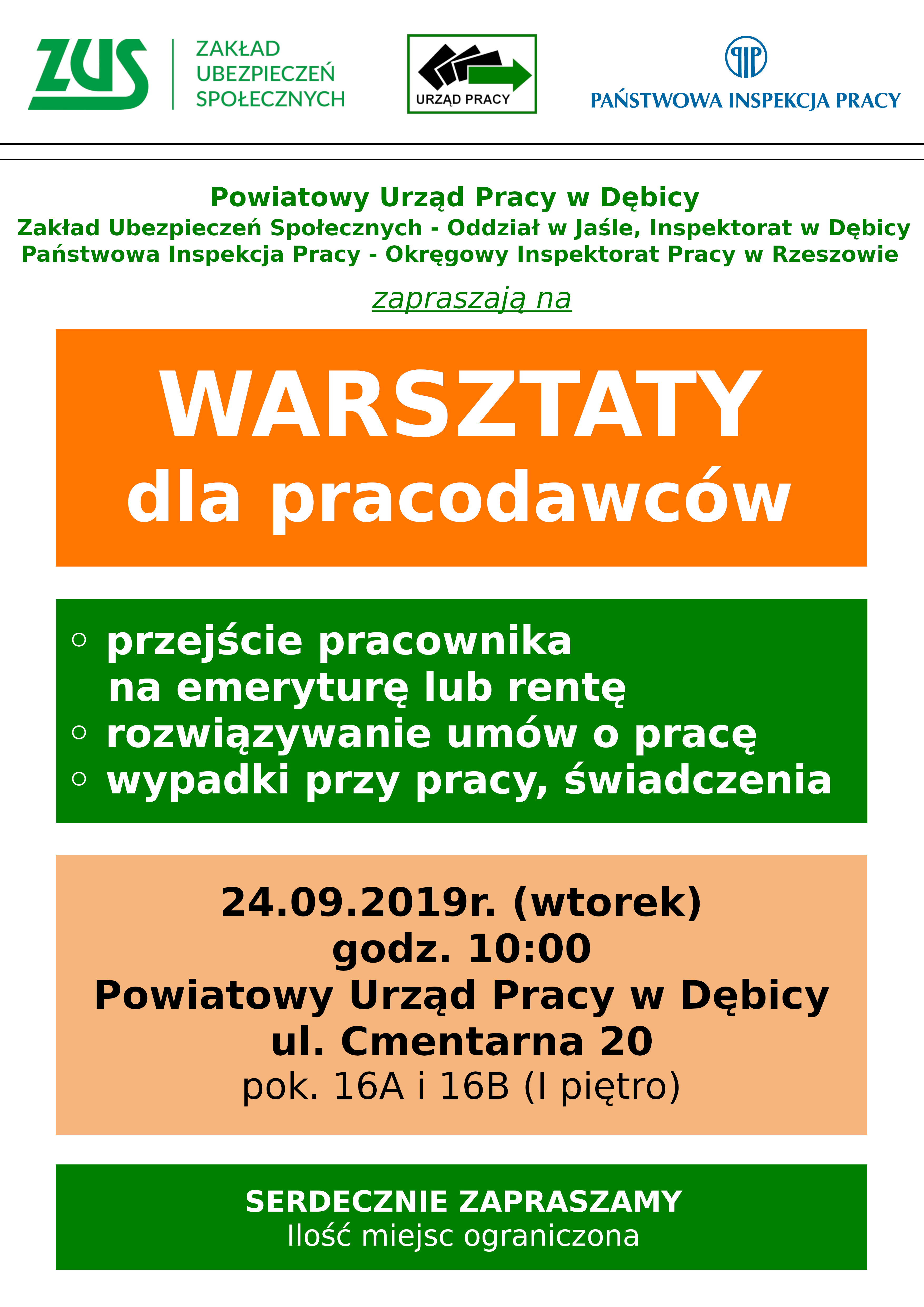 warsztaty dla pracodawców 24.09.2019 - plakat
