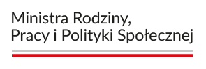 Logo flaga Rzeczypospolita Polska i napis Ministra Rodziny, Pracy i Polityki Społecznej
