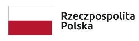 Logo flaga biało czerwone z napisem Rzeczpospolita Polska