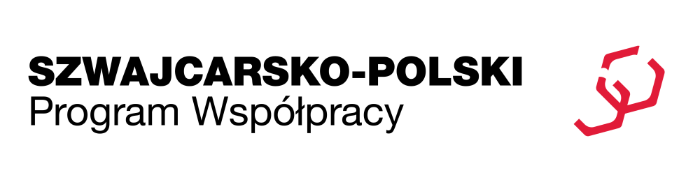logo Szwajcarsko Polskiego Programu Współpracy plus dwie obręcze biało-czerwone